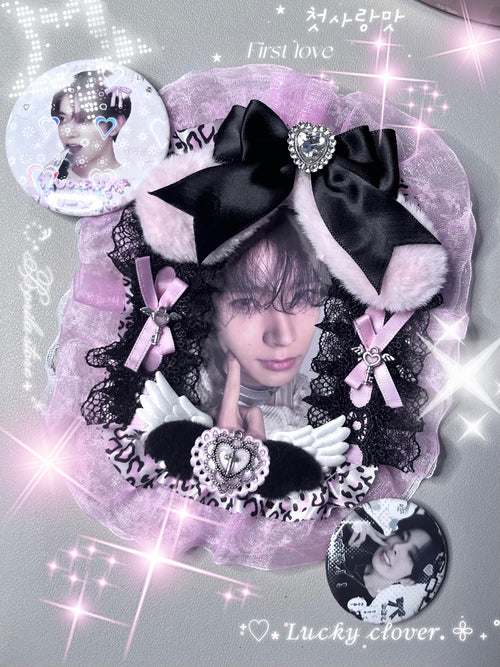 Kpop Aesthetic Photocard Holder | Lace Plush Card Holder Keychain Cute Fanmade Gift