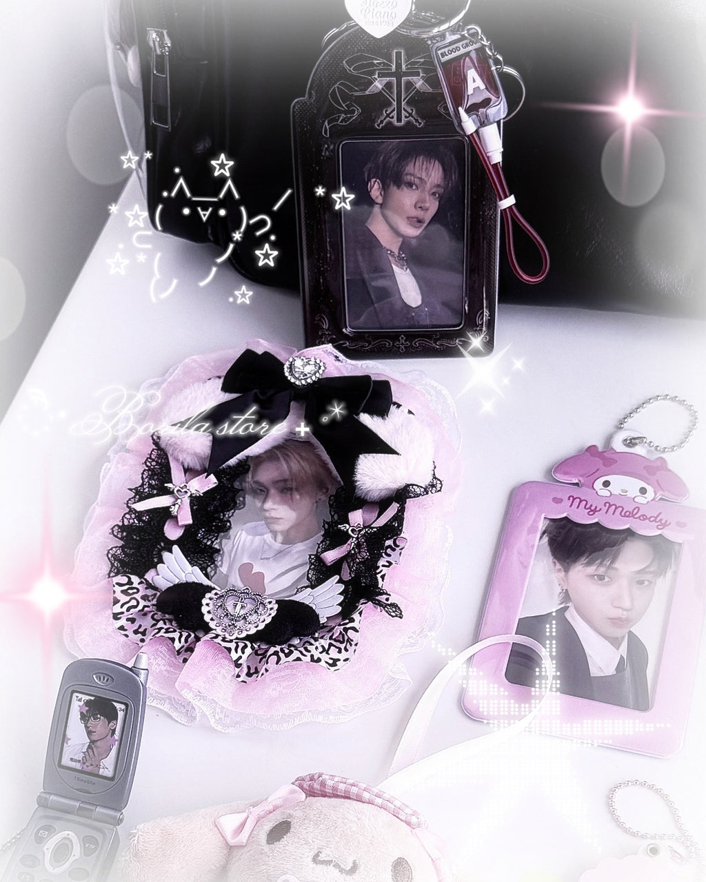 Porte-carte Photocard Esthétique Kpop | Porte-clés en Velours Dentelle Porte-carte Mignon Cadeau Fait Main