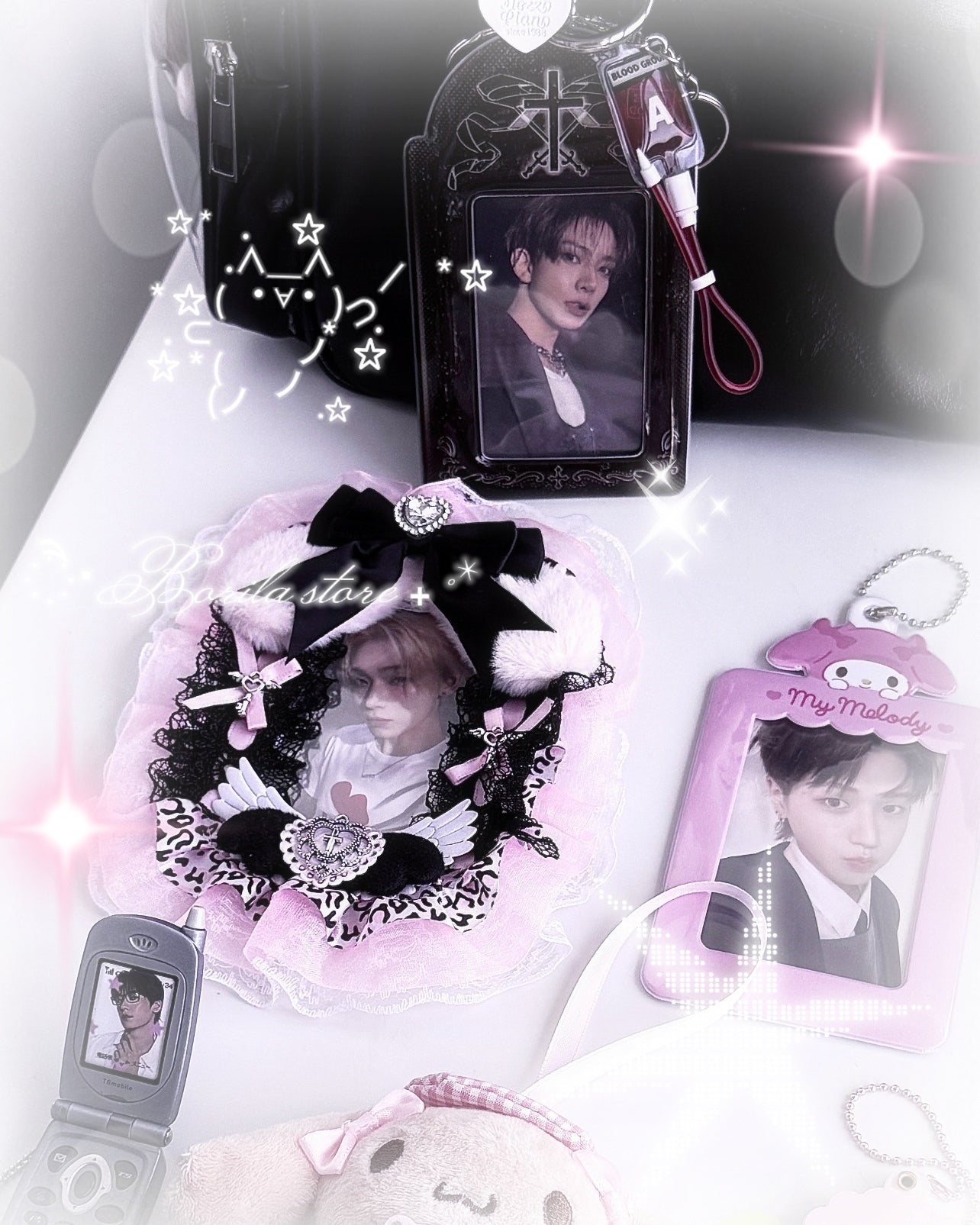 Kpop Aesthetic Photocard Holder | Lace Plush Card Holder Keychain Cute Fanmade Gift