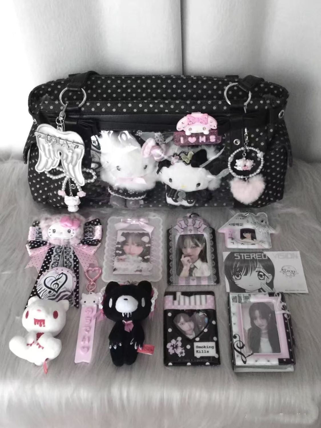 Polka Cute Idol Fan Decor Crossbody Bag