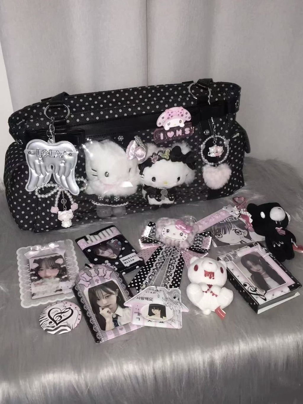 Polka Cute Idol Fan Decor Crossbody Bag