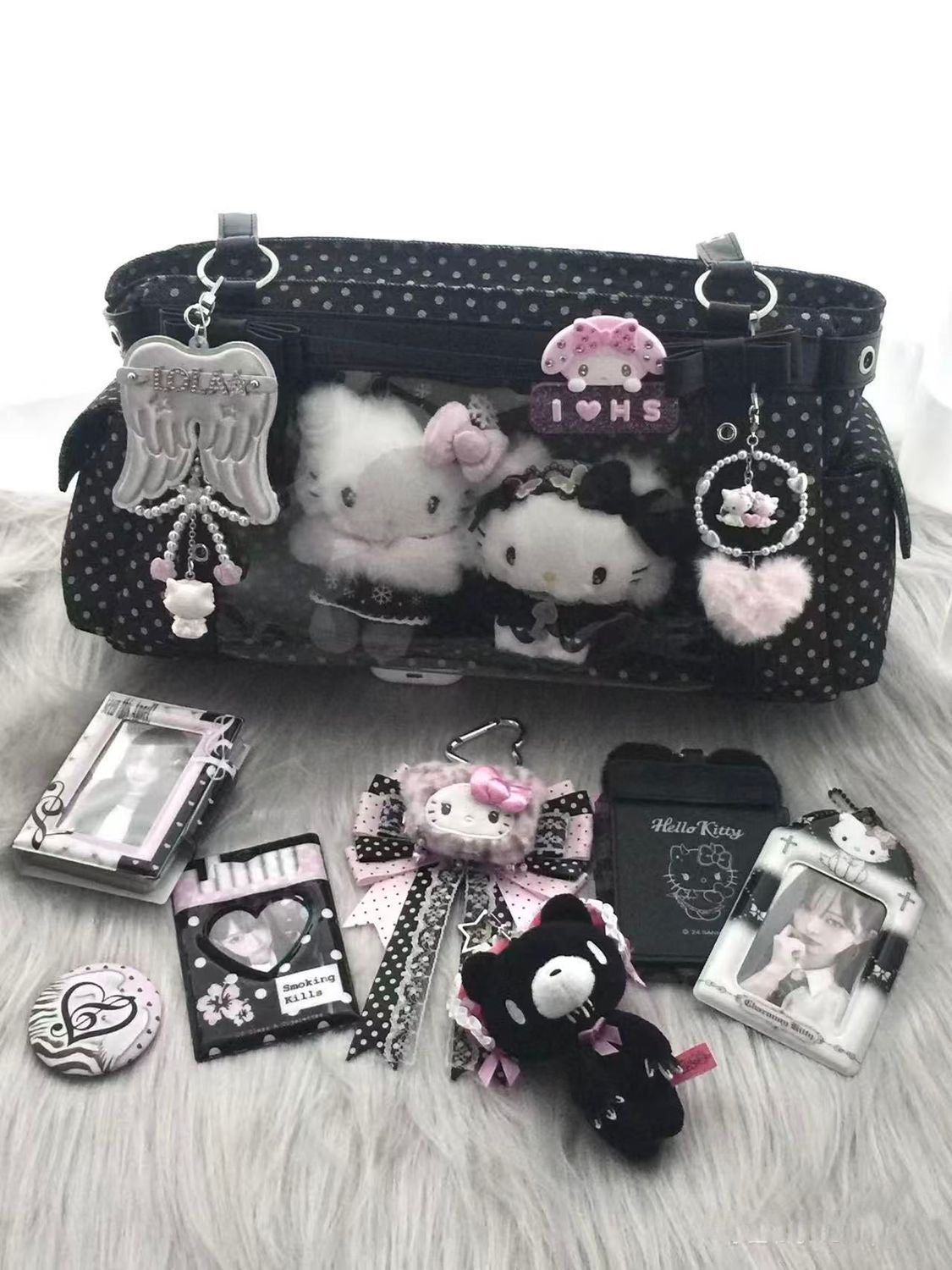 Polka Cute Idol Fan Decor Crossbody Bag