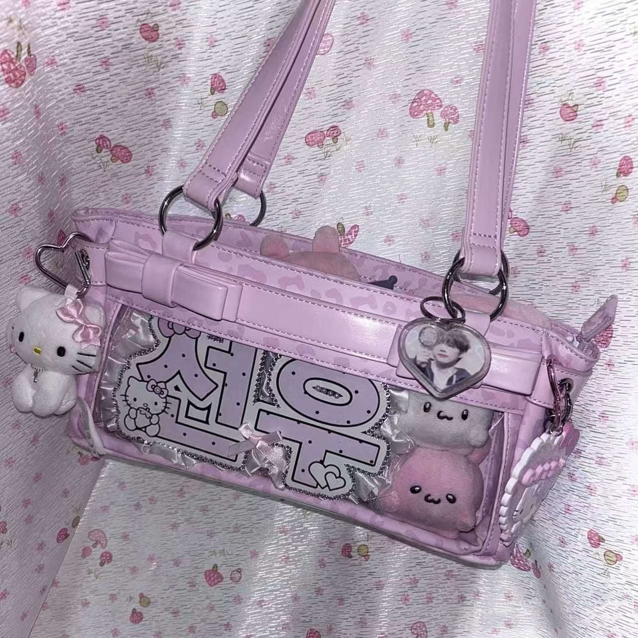 Polka Cute Idol Fan Decor Crossbody Bag